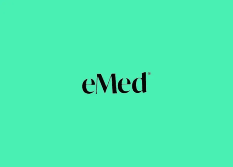 The eMed logo in black text on a teal background.