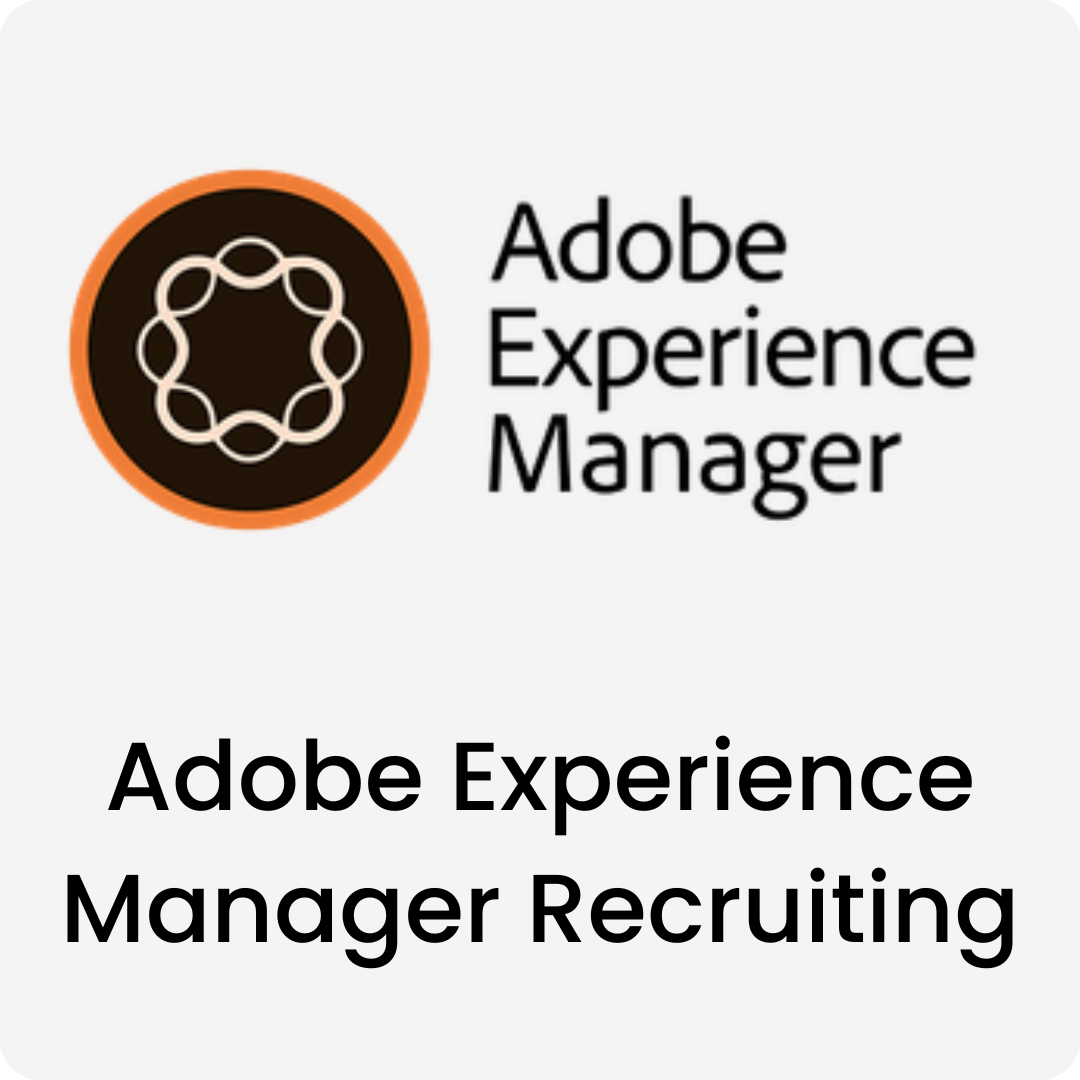 Logo for Adobe Experience Manager with the text Adobe Experience Manager Recruiting below.