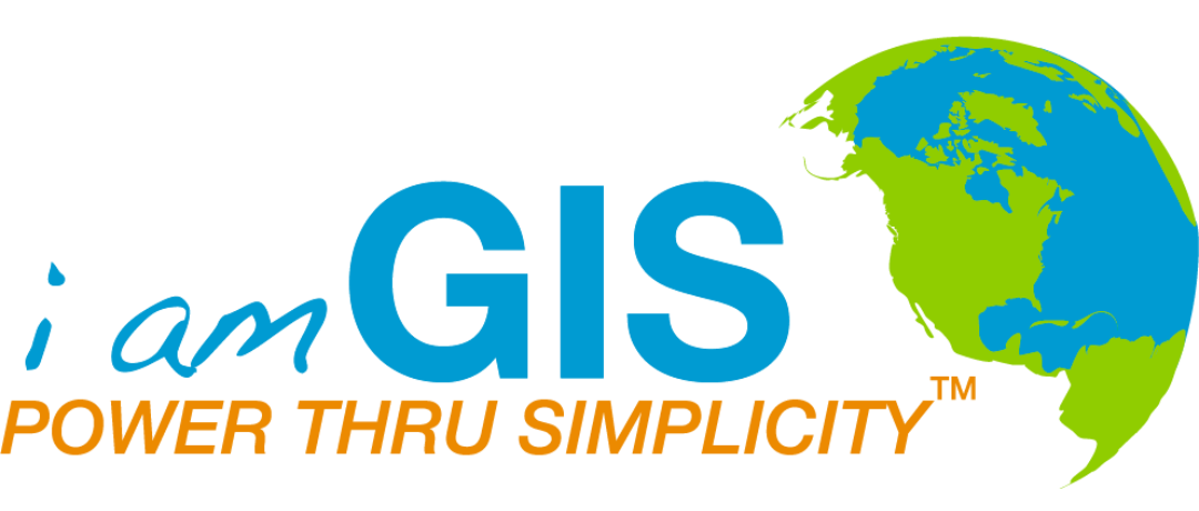 The “iam GIS” logo with the tagline “POWER THRU SIMPLICITY” and a graphic of the Earth.