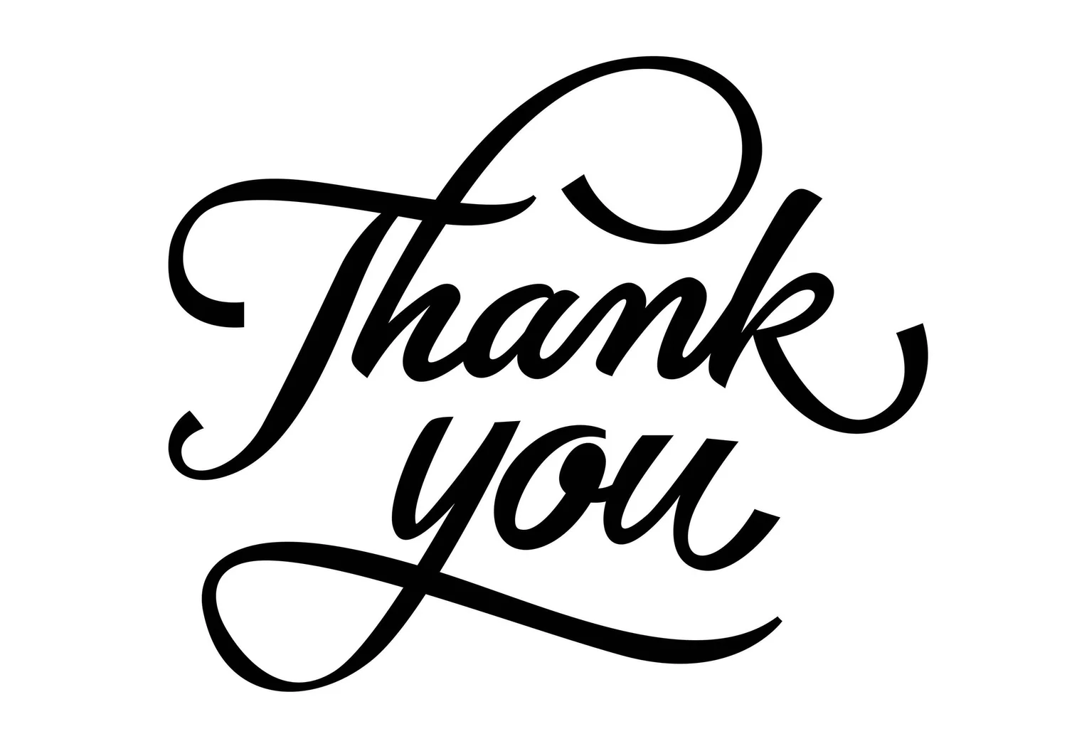 Black cursive text that says “Thank you” on a white background.