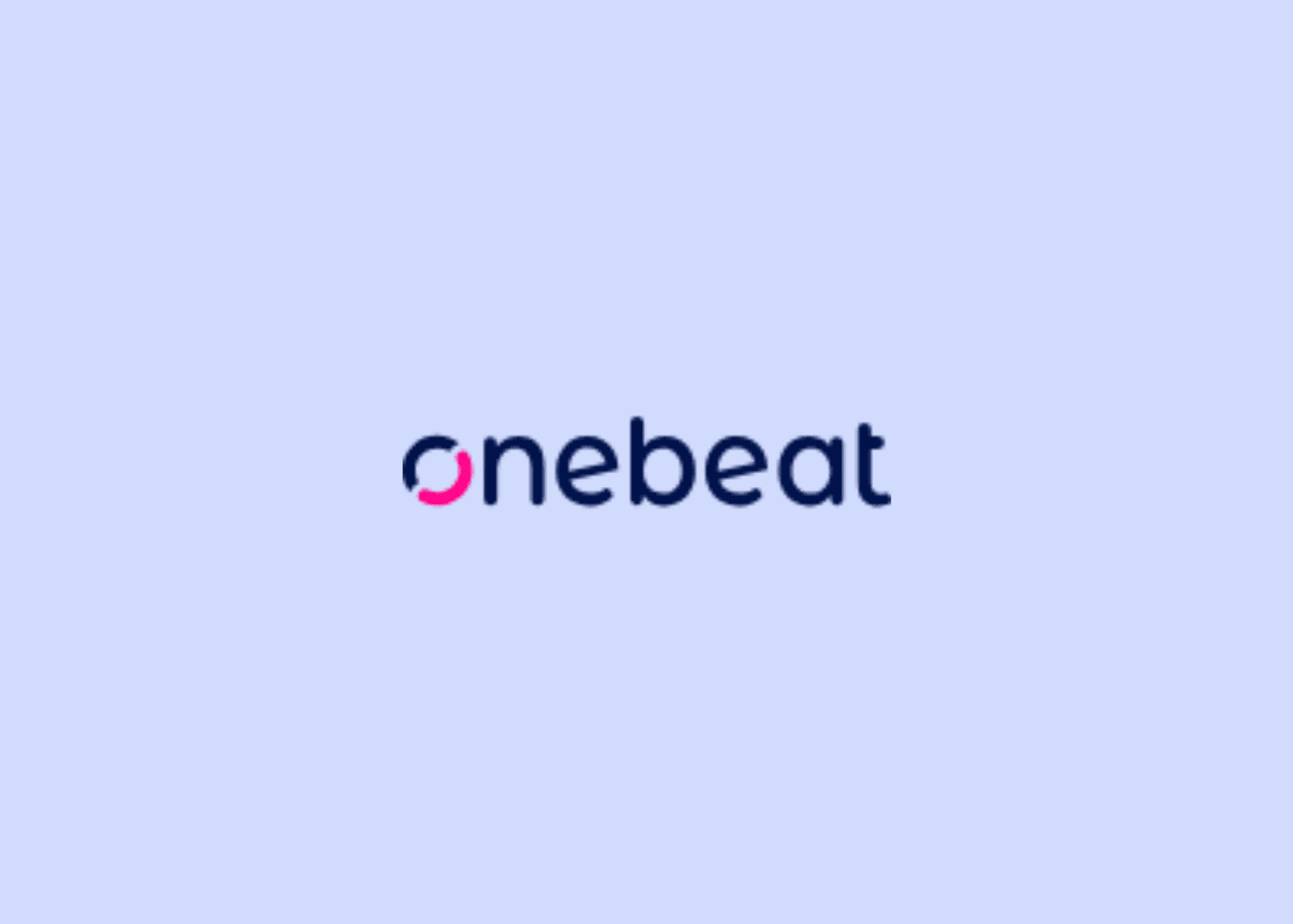 The onebeat logo, with the brand name in dark blue lettering and a pink accent on the “o.”