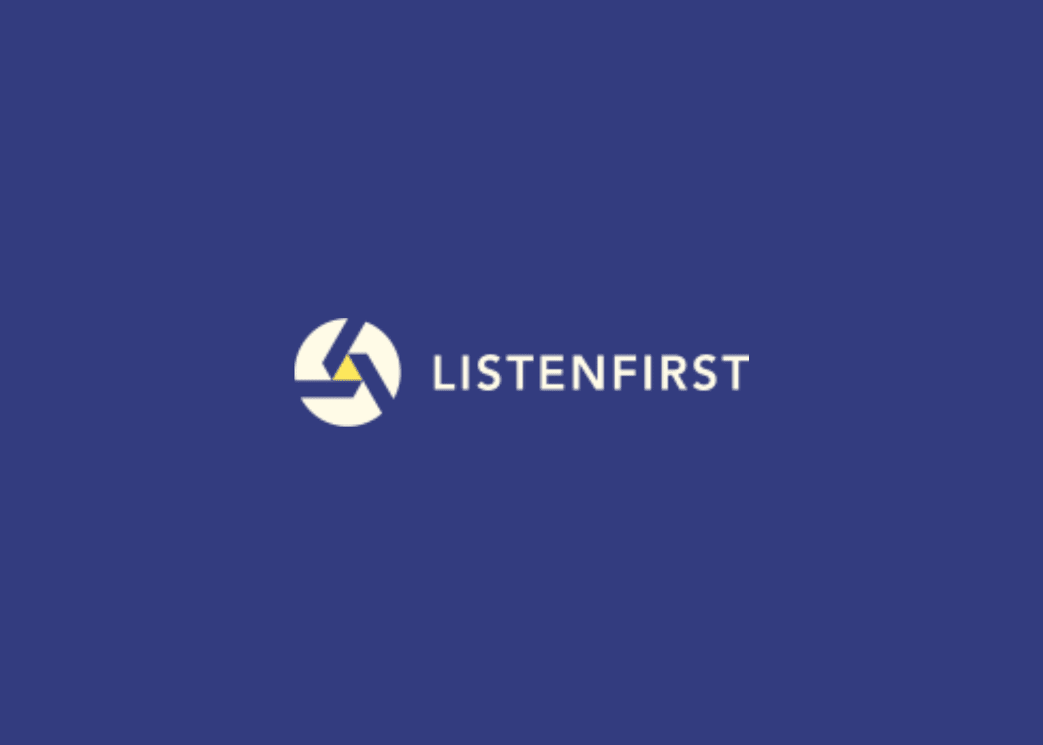 ListenFirst logo featuring a circular icon with three L shapes and the company name.