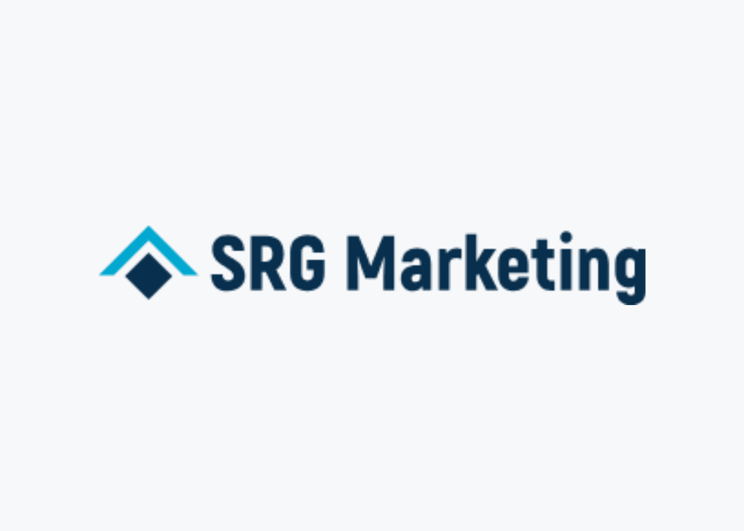 Logo with a blue abstract shape and the text SRG Marketing in dark blue on a white background.