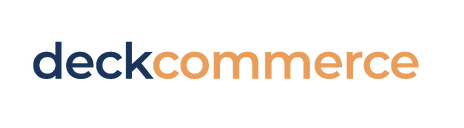 Deckcommerce logo in navy and orange text.