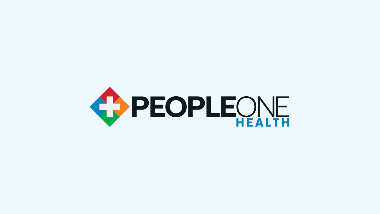 The PeopleOne Health logo featuring a diamond shape with a plus sign in the center.