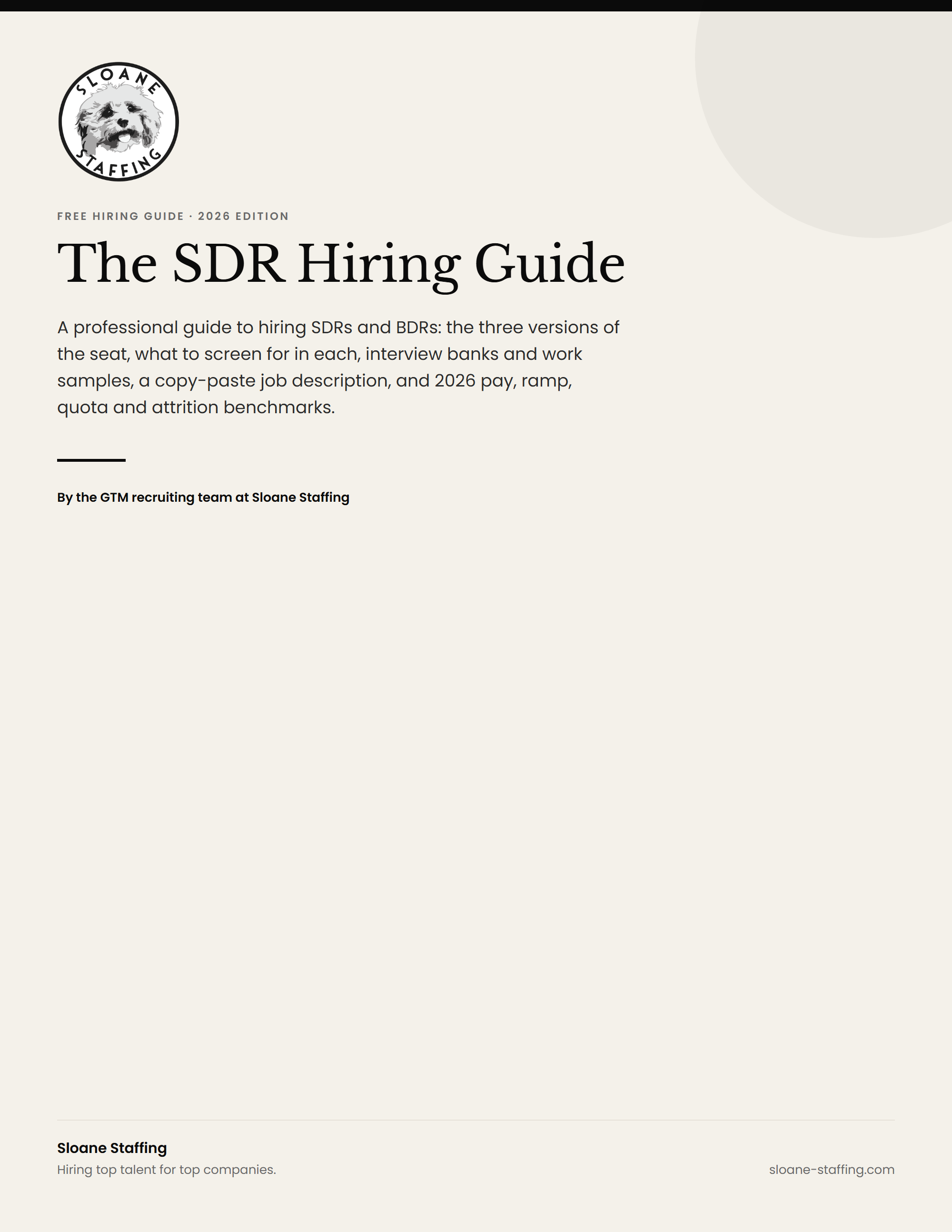 The SDR Hiring Guide cover